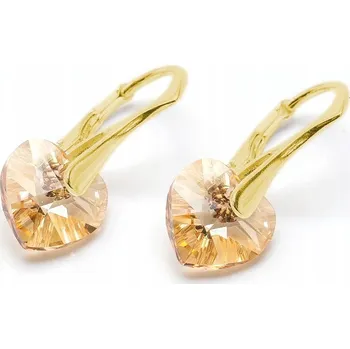 Náušnice Pozlacené stříbro Náušnice 925 s krystaly Swarovski Srdíčka Golden Shadow