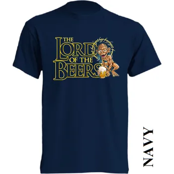 Pánské tričko levne-bavlnene-tricko-potisk-pivo-Glum-pan-prstenu Barva: Navy - tmavě modrá, velikost: S