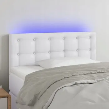 VidaXL Čelo postele s LED, bílé, 80x5x78/88 cm