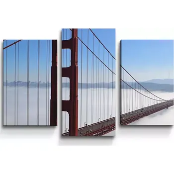 Obraz Sablio Obraz - 3-dílný Golden Gate v mlze - 75x50 cm