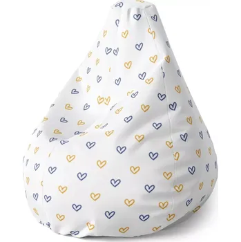 Sedací pytel Sablio Sedací vak Pear Malované srdce na bílé - 70 x 95 x 15 cm