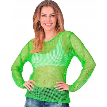 Dámská halenka HALENKA TRIČKO ZE SÍŤOVINY ZELENÁ RUKÁV 80. 90. LÉTA DISCO PÁRTY S/M