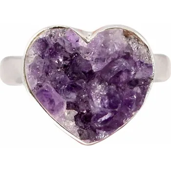 Prsten Ametyst drůzička srdíčko prsten stříbro Ag 925 R354 60 mm (US 9,5), 7,5 g