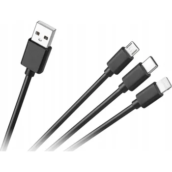 Datový kabel Kabel Cabletech USB - USB typ C / microUSB / Lightning 1,2 m černý