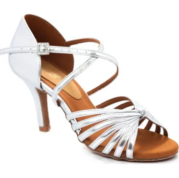 Dámské lodičky HDS Henzély | Dámské taneční boty na latinu HDS DLA009 stříbrná kůže podpatek S7,5 - 27