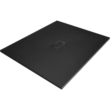 Sprchová vanička Mexen Hugo, obdélníková sprchová vanička SMC 110 x 100 cm, černá, černá krytka, 42701011-B