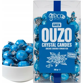 Bonbon BONBÓNY S PŘÍCHUTÍ OUZO, NEALKOHOLICKÉ SLADKOSTI Z ŘECKA, KULATÉ, 350 G GRECO