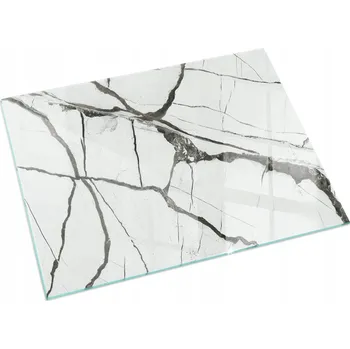 Krbová kamna Ozdobná skleněná deska pod kamna, krbová kamna - design mramorové žíly, velká 120x80 cm