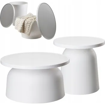 Konferenční stolek Konferenční stolek OTTO sada bílý komplet 2 ks odkládací stolek do obýváku zahrady LOFT