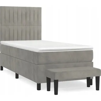Postel VidaXL Kontinentální postel s matrací, světle šedá, samet, 80x200 cm