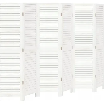 Paraván Paraván 6dílný bílý masivní dřevo pavlovnie