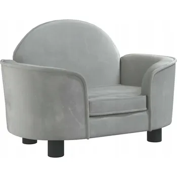 Pelíšek pro psa Pelíšek pro psa 66x40x45 cm, světle šedý, z aksamitu a s dřevěným rámem