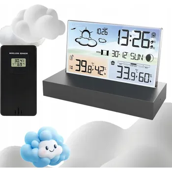 Meteostanice BEZDRÁTOVÁ METEOSTANICE S HODINAMI: PŘEDPOVĚĎ POČASÍ, MULTIFUNKČNÍ METEOSTANICE 8 V 1