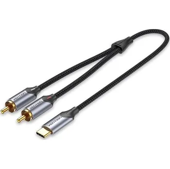 Hi-Fi systém Audio kabel Vention USB-C Male to 2-Male RCA Cable 2M Gray Aluminum Alloy Type