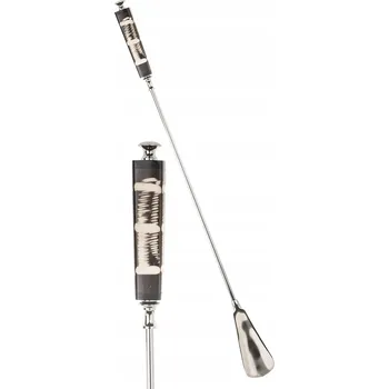 Pomůcka pro obuv a oblečení Dlouhá lžíce na boty kovová stříbrná slonová kost dekorativní