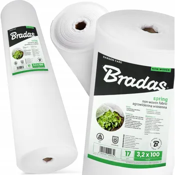 Mulčovací textilie Bílá netkaná textilie Bradas pro zakrytí rostlin, 320 cm x 10000 cm, 17 g/m2