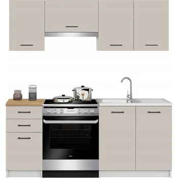 Kuchyňský Nábytek Kuchyně 180 Kompletní Sestava Skříněk Kašmír s Pracovní Deskou Dub Kamenný