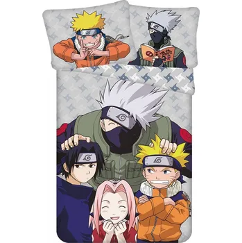 Povlečení Jerry Fabrics Naruto šedé 140 x 200, 70 x 90 cm zipový uzávěr