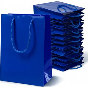 Dárková taška 25 ks LAMINÁTOVÉ DÁRKOVÉ TAŠKY 17x7x21cm TMAVĚ MODRÉ PAPÍROVÉ TAŠKY