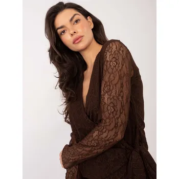 Dámská halenka Hnědá krajková halenka Italy Moda hnědá 3496283