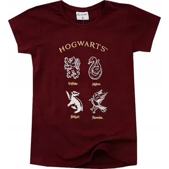 Dívčí tričko HARRY POTTER TRIČKO S KRÁTKÝM RUKÁVEM dívčí bordó 146 D065J