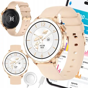 Hodinky Chytré Hodinky DIAWAY HD X2MINI PRO PLUS STŘÍBRNÉ se zlatým silikonovým řemínkem