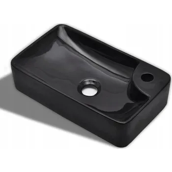 Keramické umyvadlo na desku, černé, 440x250x100 mm