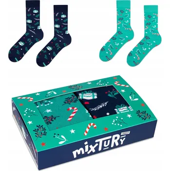 Pánská móda 2x Barevné Vánoční Ponožky Pánské Dárek Dlouhé Sada 41-46 ZOOKSY