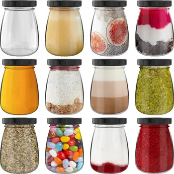 Vrták MAŁE SŁOICZKI NA DESERY 12 Ks SE ŠROUBOVACÍM UZÁVĚREM SADA SKLENĚNÝCH NÁDOB 12x