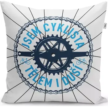 Polštář Sablio Polštář Jsem cyklista tělem i duší: 40x40 cm