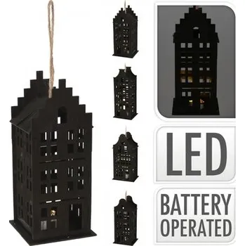 LED domeček černý, 19x9x7 cm