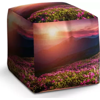 Taburet Sablio Taburet Cube Rozkvetlá příroda: 40x40x40 cm