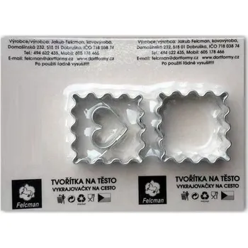 Sada nářadí Felcman Vykrajovátka sada vroubkovaný čtvereček 2 ks