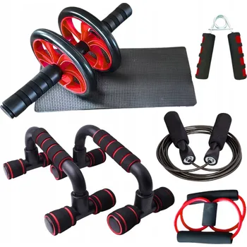 Sada na cvičení břišních svalů 6v1: kolečko, expander, podpěry, posilovač úchopu XXL