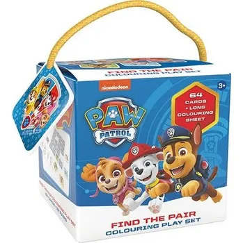 Pexeso Pexeso na cesty s omalovánkami Tlapková patrola/Paw Patrol v krabičce 12x12cm