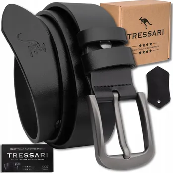 Opasek Kožený opasek pánský černý 125 cm Tressari k džínám pravá kůže 100%