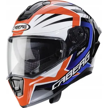 Helma na motorku Motocyklová přilba Caberg Drift Evo MR55 červená/modrá/bílá tmavé plexi Pinlock XXL