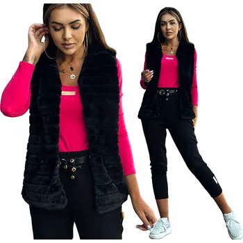 Dámská vesta Och Bella dámská kožešinová vesta klasického střihu, velikost XL