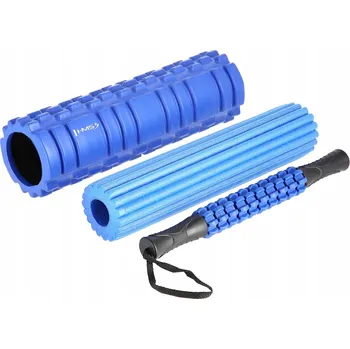 Pěnový válec Masážní válec s výstupky HMS 45 cm x 13,5 cm černý, modrý