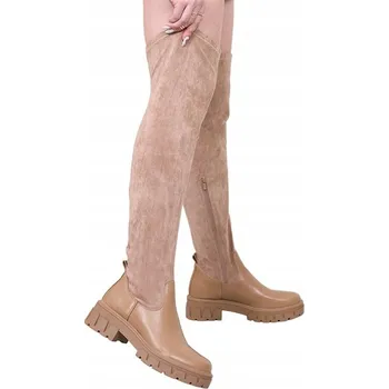 Dámské kozačky SVĚTLE HNĚDÉ DÁMSKÉ KOZAČKY NAD KOLENO RETAMON 38