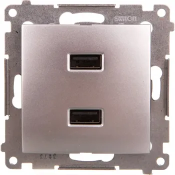 Elektrická zásuvka USB zásuvka do zdi Kontakt-simon stříbrná