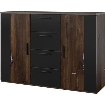 Komoda MOB Signat Typ 26 (černá + dub artisan + stříbrná)