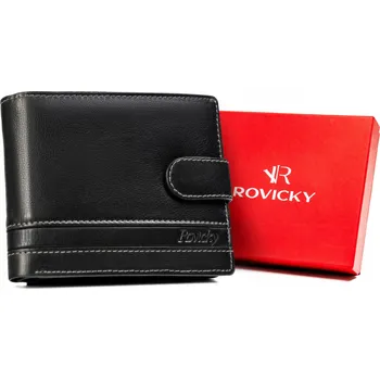 Peněženka Pánská kožená peněženka Rovicky černá s RFID ochranou, na patentku