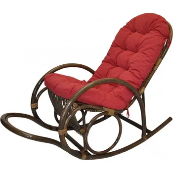 Nábytek Axin Trading Ratanové houpací křeslo Jenaira hnědé s polstrem Polstr: Vínový melír