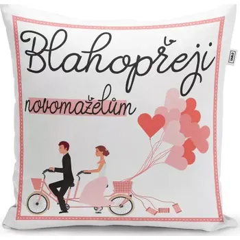 Polštář Sablio Polštář Blahopřeji novomanželům: 40x40 cm