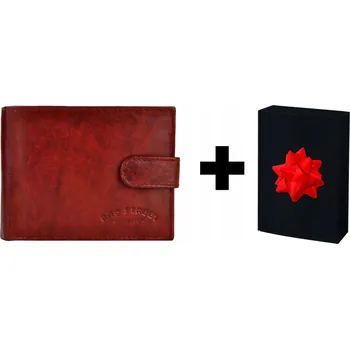 Peněženka MAHOŃ Pánská kožená peněženka horizontální – pro mladé – KŮŽE + Zapínání na PÁSEK