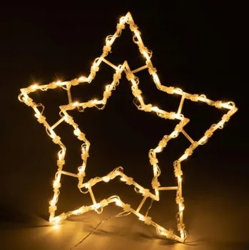 Vánoční dekorace VELKÁ OBOUSTRANNÁ NEONOVÁ LED HVĚZDA 30 cm - ZÁVĚSNÁ DEKORACE DO OKNA