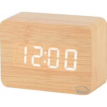 Hodiny HODINY Budík DŘEVĚNÝ LED Elektronický Digitální Stojící - TEPLOMĚR + DATUM