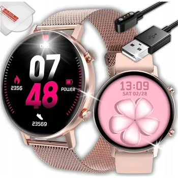 Hodinky CHYTRÉ HODINKY DÁMSKÉ HODINKY POLŠTINA PULS, TEPOVÁ FREKVENCE, TLAK, KROKY, 2 ŘEMÍNKY + SKLO