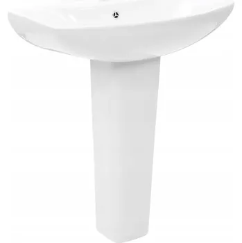 Umyvadlo Volně stojící keramické umyvadlo s podstavcem, bílé, 650 x 520 x 200 mm